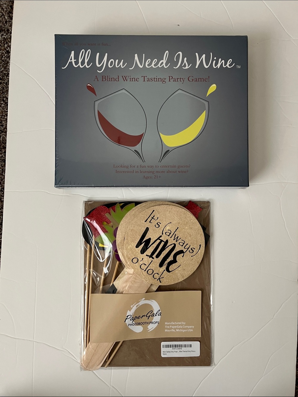 All You Need is Wine Game and Photobooth Props